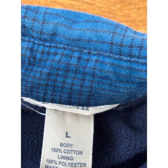 Duluth Trading Co Women's L Fleece Lined Flannel Shirt Blue Plaid Snap Button - Picture 6 of 7